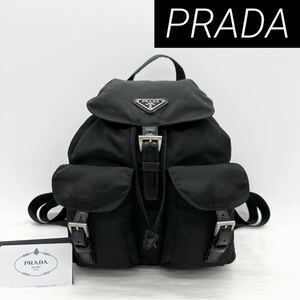 PRADA プラダ 巾着リュック バックパック リュックサック ダブルポケット ポコノ 三角ロゴ レディース メンズ 白タグあり ブラック 黒