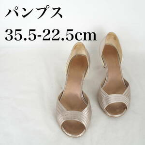 MK2777* lady's open tu pumps *35.5-22.5cm* pink gold 