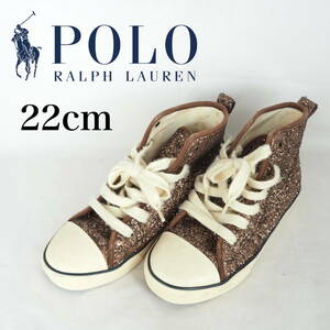 MK2982*POLO RALPH LAUREN* lady's sneakers *22cm* tea * lame 