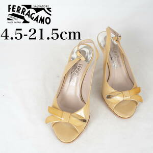 MK3094*Salvatore Ferragamo* Ferragamo * lady's pumps *4.5-21.5cm* enamel beige 