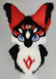 ★新作　ハンドメイド 　オリジナル　自作　黒ファーヘッド 可愛い　ケモノ fursuit 着ぐるみ コスプレ 一つだけML２３０1113★