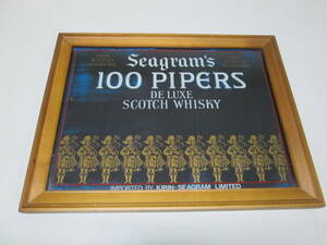 シーグラム パブミラー seagram's ウイスキー スコッチ 100パイパーズ PIPERS KIRIN キリン レトロ ヴィンテージ ミラー 鏡