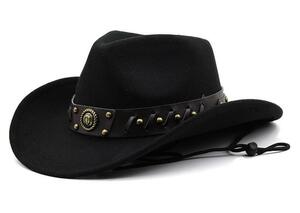 カウボーイハット (F518) ウールハット 帽子 礼帽 メンズ レディース 紳士帽 欧米風 おしゃれ フォーマル カジュアル 黒