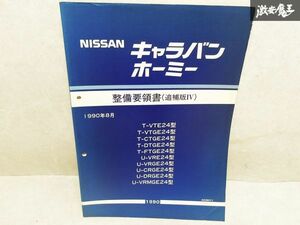  Nissan оригинальный VTE24 VTGE24 CTGE24 DTGE24 FTGE24 VRE24 VRGE24 CRGE24 DRGE24 Caravan Homy обслуживание точка документ приложение 1990 год 8 месяц 1 шт. полки S-3