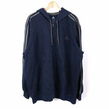 アディダス パーカー フーディー 長袖 大きいサイズ フルジップ トップス スポーツウエア メンズ 6OXサイズ ネイビー adidas_画像1