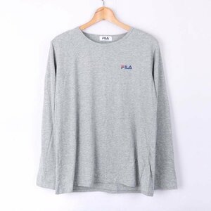 フィラ 長袖Tシャツ 無地 ワンポイントロゴ 大きいサイズ レディース 3Lサイズ グレー FILA