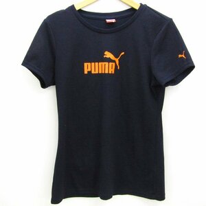 プーマ 半袖Tシャツ ロゴT 袖ロゴ スポーツウエア レディース Lサイズ ネイビー PUMA