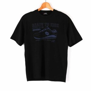 ロット 半袖Tシャツ グラフィックT スニーカー柄 スポーツウエア メンズ Mサイズ ブラック lotto