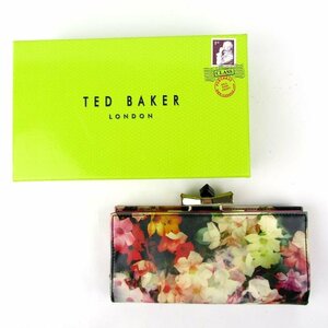 テッドベーカー 長財布 がま口 花柄 小銭入れあり ブランド ロングウォレット レディース ブラック TED BAKER