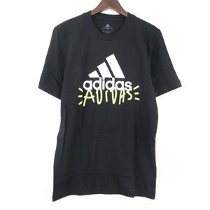 アディダス 半袖Tシャツ インナーシャツ スポーツウエア― 胸プリント 黒 綿100% メンズ Mサイズ ブラック adidas