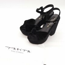 タビタ サンダル リボン ハイヒール 厚底 靴 シューズ 黒 レディース 37サイズ ブラック TABiTA_画像1