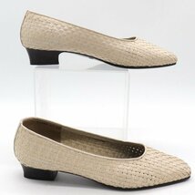 キャシャレル パンプス メッシュ ローヒール 日本製 ブランド 靴 レディース 36.5サイズ アイボリー Cacharel_画像8