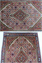ペルシャ絨毯 カーペット ウール100％ 手織り ペルシャ絨毯の本場 イラン ビジャー産 玄関マットサイズ 95cm×66cm本物保証 ビンテージ物_画像3