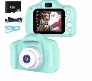 キッズカメラ 子供用デジタルカメラ SDカード コンパクトカメラ 子どもカメラ トイカメラ クリスマスプレゼント グリーン