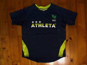 ☆微難有☆アスレタ カフェ・ド・ブラジル☆ATHLETA CAFE DO BRASIL☆プラクティス 両面プリント ドライ半袖Ｔシャツ M 濃紺　黄緑