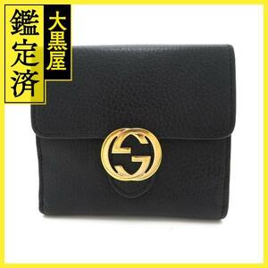 GUCCI グッチ インターロッキングG Wホック財布 ブラック レザー 598167 アウトレット品【473】