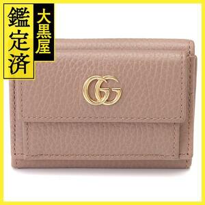 GUCCI　グッチ　GGマーモント　コンパクトウォレット　ベージュ　カーフ　523277【205】