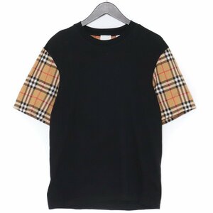 BURBERRY コットンTシャツ XSサイズ ブラック 8014895 バーバリー 半袖カットソー チェック