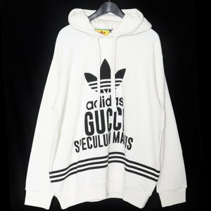 未使用 GUCCI × ADIDAS 22AW プルオーバーパーカー Lサイズ ホワイト 717427 XJEXK グッチ アディダス フーディー