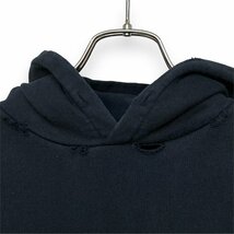 BALENCIAGA 22AW WIDE FIT HOODIE ダメージ加工ロゴフーディー パーカー サイズ2 ブラック 674986 TMVB5 バレンシアガ_画像4