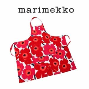 《マリメッコmarimekko／新品》ピエニ ウニッコ エプロン PIENI UNIKKO APRON ／064161 001／ホワイト/レッドMR000690