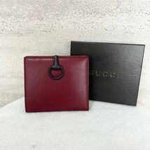 【新品保管品】GUCCI グッチ　2つ折り財布　カードケース　ホースビット　コインケース　お札ケース　本革　レザー　ボルドー　ブラック_画像1