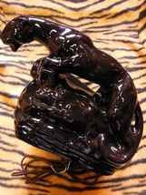 50S 美品 米国製 ビンテージ ブラックパンサー 黒豹 黒陶器TVランプ/ロカビリー_画像4