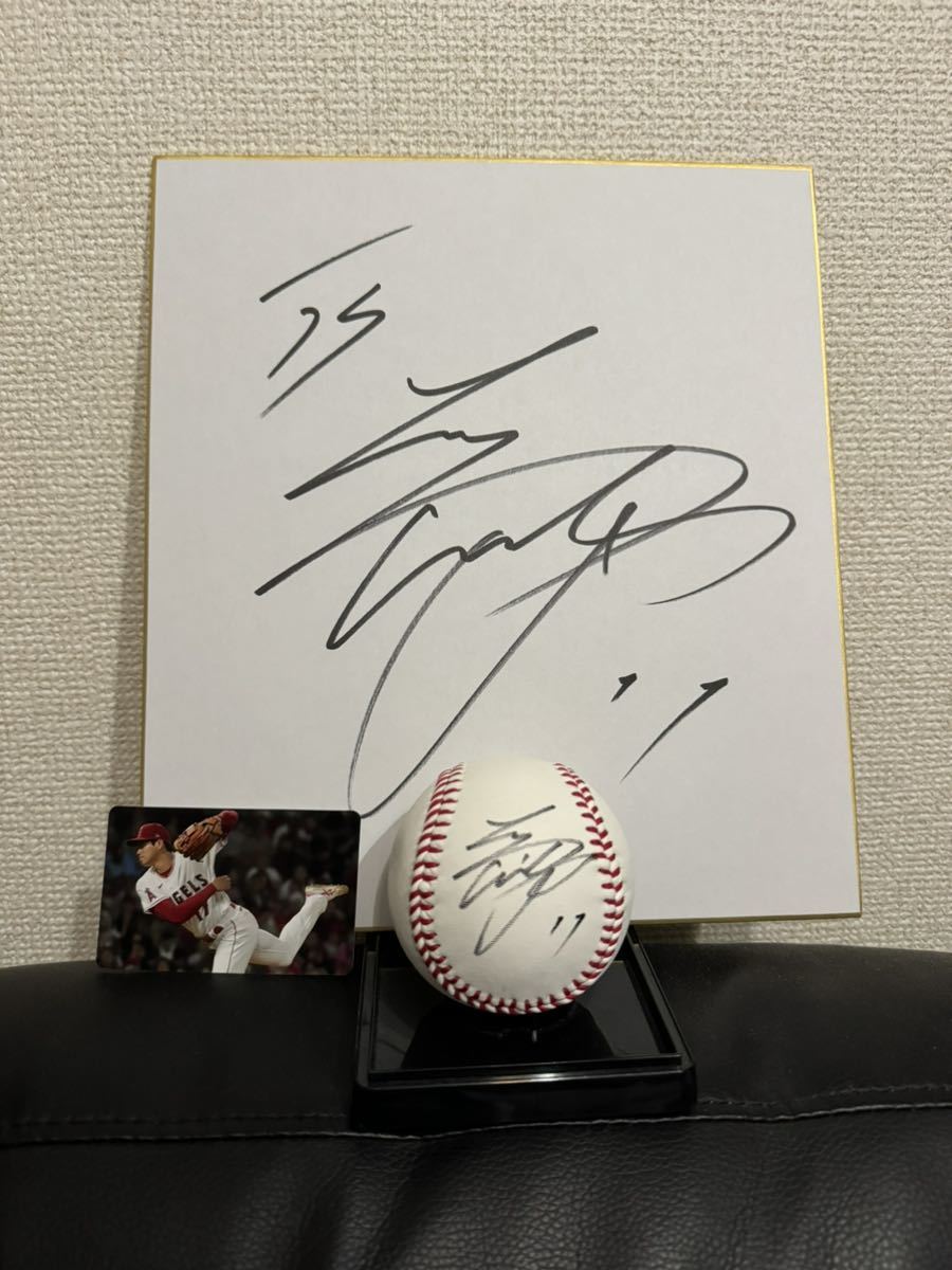 北海道日本ハムファイターズ 大谷翔平 中田翔 NPB MLB 直筆サイン色紙-