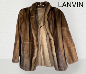 ■FR673 ランバン LANVIN パステルミンク MINK リアルファー 毛皮 ファーコート ブラウン Mサイズ