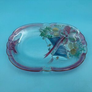 【A8636O168】HOYA ガラス製 オーバル皿 オーバルプレート 楕円皿 盛皿 サンドイッチトレイ サンドイッチトレー ベル クリスマス 飾り皿