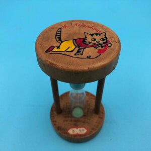 【A8642O168】猫イラスト 砂時計 猫柄 昭和レトロ かわいい レトロポップ アンティーク コレクション 木製 アナログ CAT ネコ