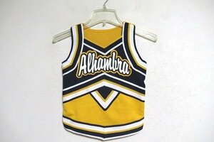 N6430:US古着 Alhambra high school Cheer Leaders チアリーディング ユニフォームトップス ノースリーブ/紺黄白