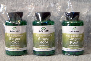 ●ジンジャー 540mg 300カプセル(100粒x3瓶) ● Ginger フルスペクトラム スワンソン