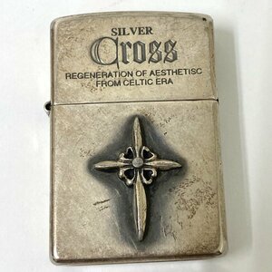 【送料無料】ZIPPO ジッポー オイルライター SILVER Cross シルバークロス 2001年製 中古【Ae466895】