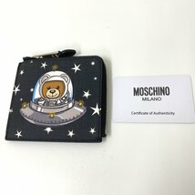 【送料無料】MOSCHINO モスキーノ L字ファスナー 財布 ミニウォレット UFO テディベア 美品・中古【Ae4668211】_画像1