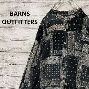 BARNS OUTFITTERS バンダナ柄バンドカラーシャツ 総柄 ペイズリー