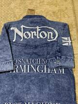 新品！Norton ENGLAND インディゴ五分袖刺繍入りシャツ　L_画像4