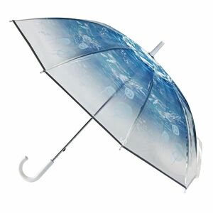 ハッピークリアアンブレラ　ビニール傘　デザイン傘　グラスファイバー　透明　反射テープ　ネイルガード　軽量　大判サイズ　オーシャン