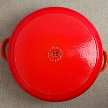 【人気シリーズ・無水鍋】 LE CREUSET ルクルーゼ 67L 28cm 7 1/4 ココットロンド オレンジ ホーロー 鋳物 フランス製 IH ガス オーブン_画像4