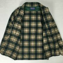 【70s】PENDLETON ペンドルトン 米国製 ボードシャツ ウールシャツ Lサイズ グリーン/ベージュ チェック柄 70年代 洗濯表示タグ 長袖_画像9