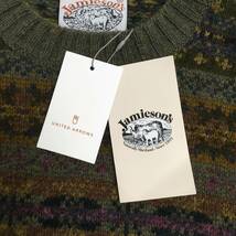 【新品】Jamieson's ジャミーソンズ UNITED ARROWS スコットランド製 クルーネック ウール セーター フェアアイル柄 オリーブ XLサイズ_画像9