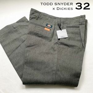 新品正規 TODD SNYDER トッドスナイダー Dickies ディッキーズ コラボ ワンプリーツ ドレス ワーク パンツ チノパン 32 グレー系 送料無料