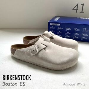 新品 BIRKENSTOCK ビルケンシュトック Boston ボストン スエード レザー サンダル アンティーク ホワイト 41 メンズ 希少カラー 送料無料