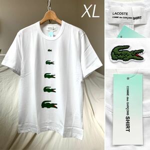 XL 新品 2023AW コムデギャルソンシャツ COMME des GARCONS SHIRT × LACOSTE ラコステ コラボ 半袖 Tシャツ メンズ FL-T011 白 ホワイト