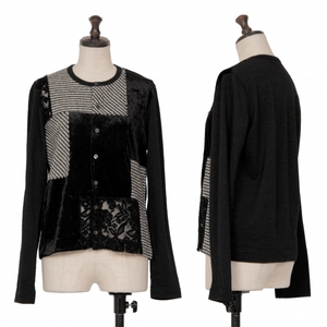  Toriko Comme des Garcons tricot COMME des GARCONS unusual material panel switch cardigan black white M rank [ lady's ]