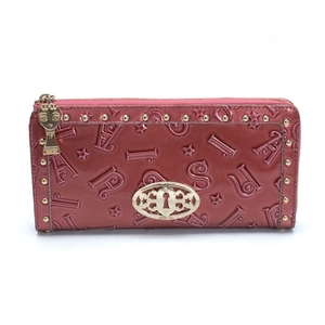 アナスイANNA SUI エナメルL字ジップスタッズ長財布 ピンク 【レディース】