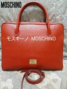 モスキーノMOSCHINO 2way/本革/斜め掛けショルダーバッグ/ビジネスバッグ