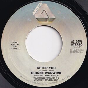 Dionne Warwick After You / Out Of My Hands Arista US AS 0498 204640 SOUL ソウル レコード 7インチ 45