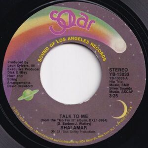 Shalamar Talk To Me / Appeal Solar US YB-13033 204738 SOUL DISCO ソウル ディスコ レコード 7インチ 45