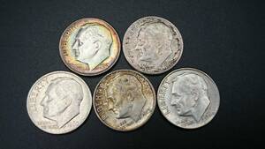 アメリカ合衆国　硬貨　コイン　１ダイム　ONE DIME　10セント　1952年 1957年 1960年 1963年 1964年 5枚セット